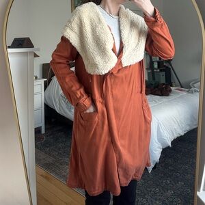 Silence + Noise Orange Jacquie Sherpa Parka Jacket